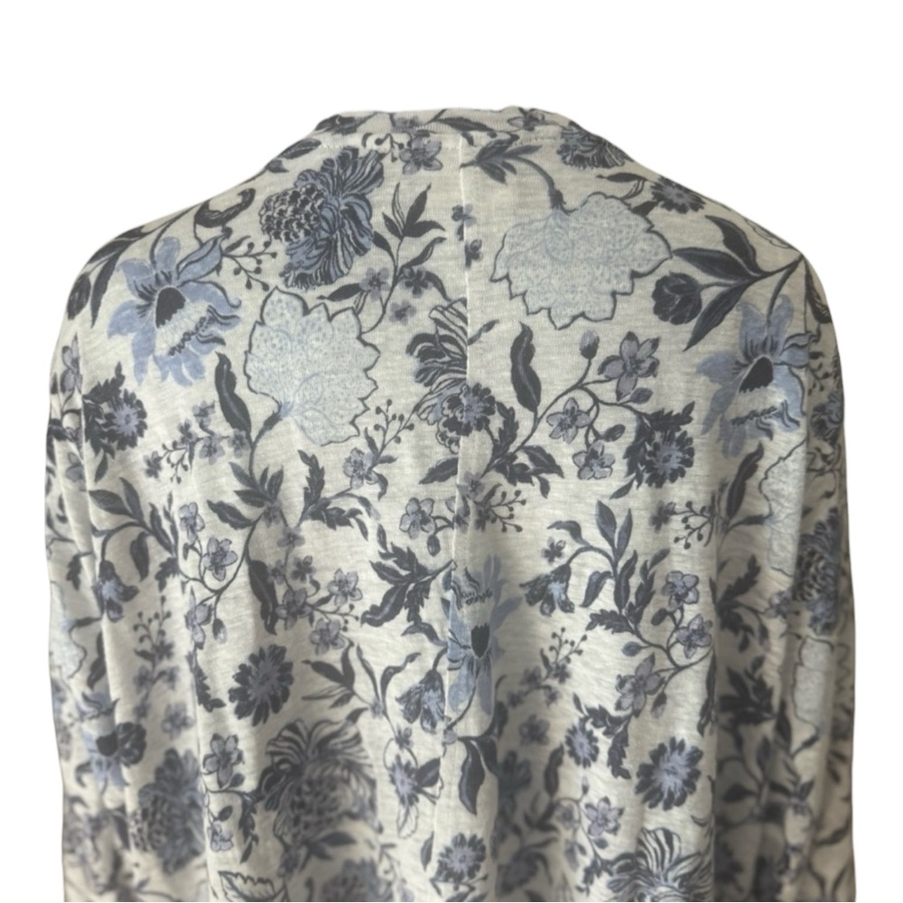 RACHEL ZOE 100% Linen Floral T-Shirt Top in Blue/Gray Size 1X — GORGEOUS!!! - Picture 5 of 10